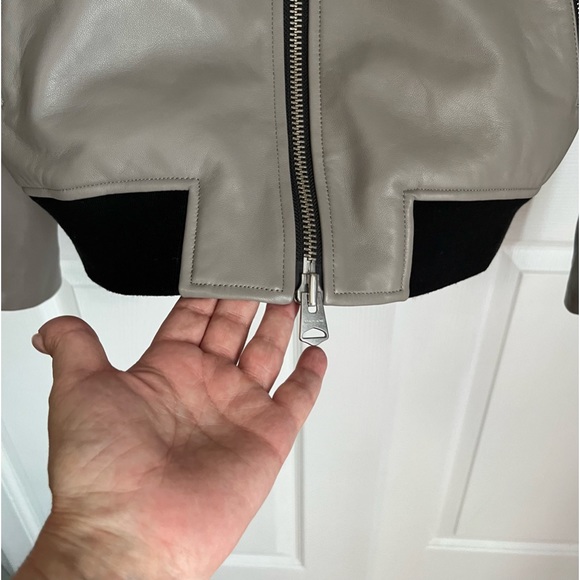 ⭐️HP⭐️MACKAGE GREY LAMBSKIN LEATHER BOMBER JACKET - Picture 12 of 16